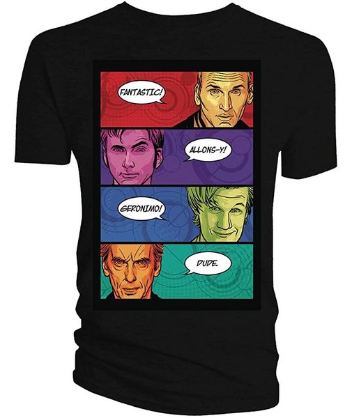 

round cool man's t shirt doctor who 4 doctors catchphrases comic book mens black t shirt new fashion trend sport hooded sweatshirt hood