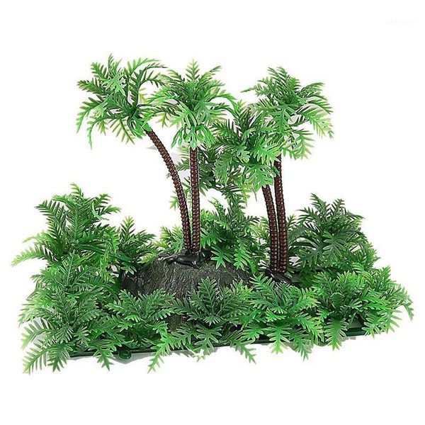 

decorations 3.9 inch height artificial coconut palm plant for aquarium fish tank green1