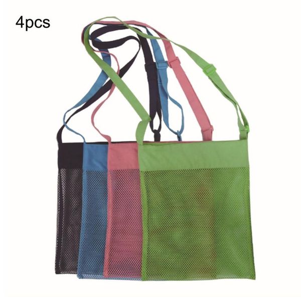

storage bags 4pcs large summer kids mesh shell bag portable sea children beach foldable seashell tote