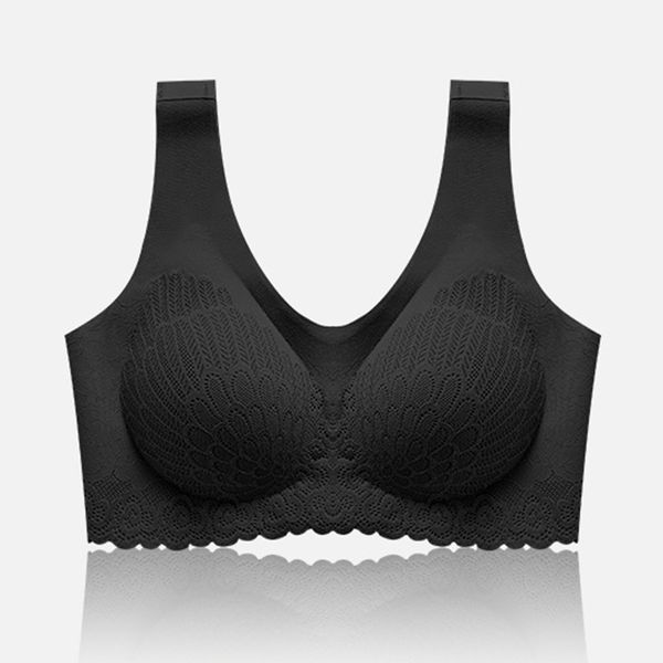 

undergarments latex seamless bra women push up underwear cooling gathers shockproof pad female intimate fashion soft comfortable bralette, White