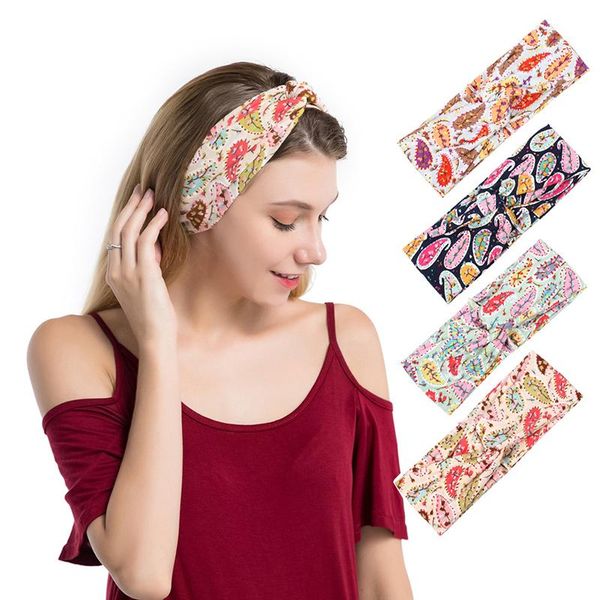 

boho cross knotted headbands women floral print elastic hairbands sport headband yoga turban head wrap girls hair accessories q bbywzr