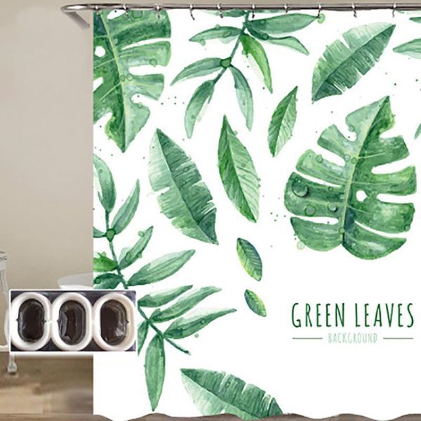 

leaves pattern polyester shower curtains flower printing scene bath screen waterproof bathing curtain for home l1