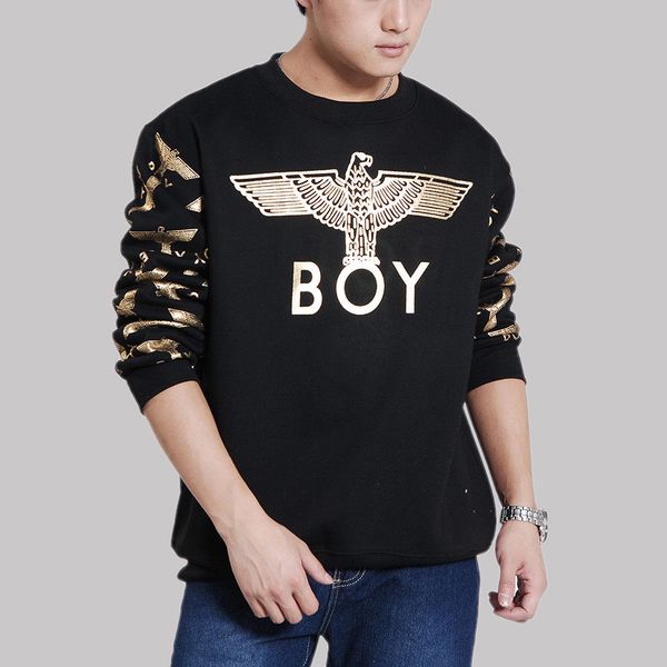 

30 to 40 years old pz large men's sweater hip hop spring and autumn plush crew neck loose oversized pullover new style, Black