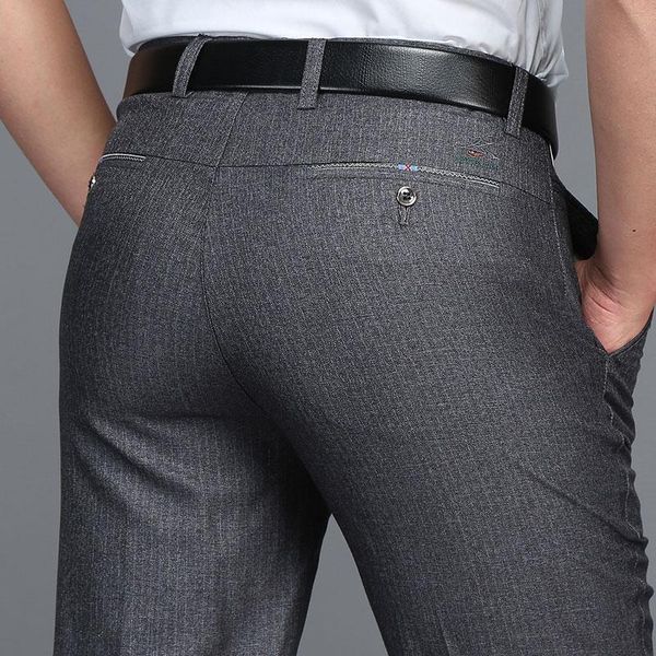 

2021 summer brand men's business casual pants homme trousers thin polyester straight loose suit pants mens dress plus size, White;black
