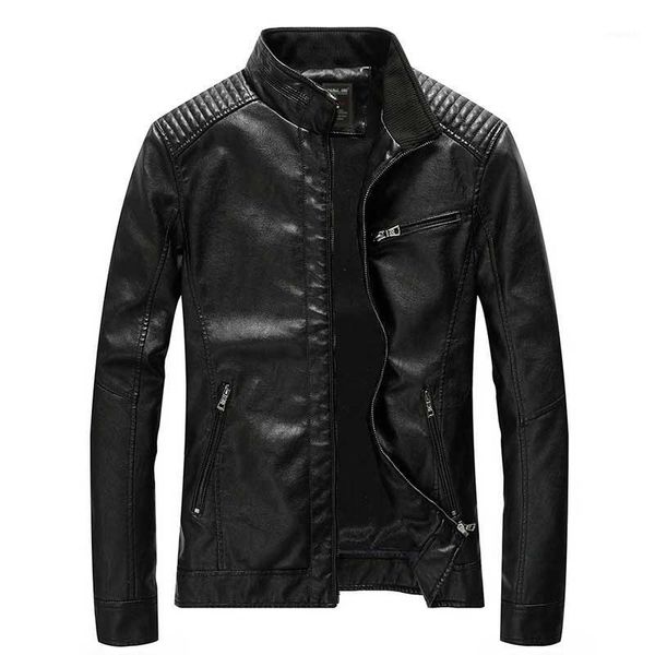 

spring autumn pu leather jacket men casual jacket stand collar with zipper pocket outwear coat plus size m-5xl1, Black;brown