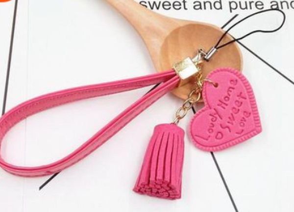 

personality pu letter with heart key chain keyring friends keychain with tassel llavero jewelry gift charm porte clef eh132 h qylefd