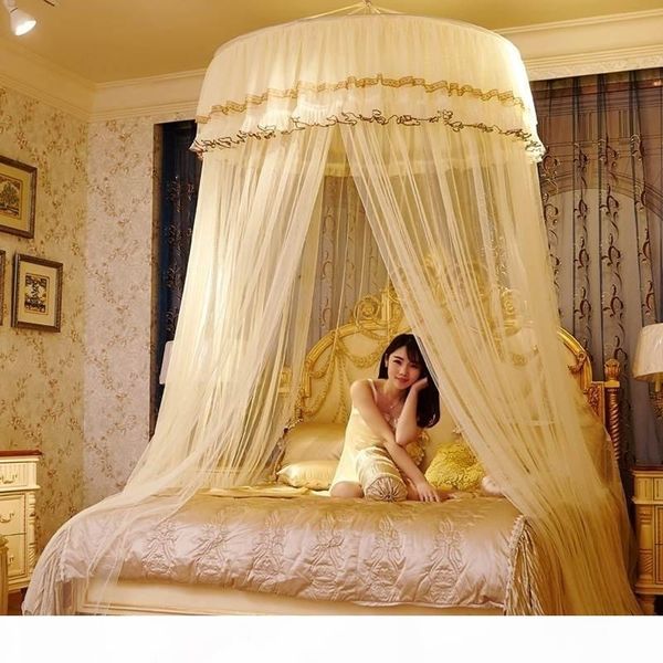 

большой размер двойной шнурок hung done mosquito net round canopy netting для взрослых девушки декор номеров кровать палатка сетки занавес b