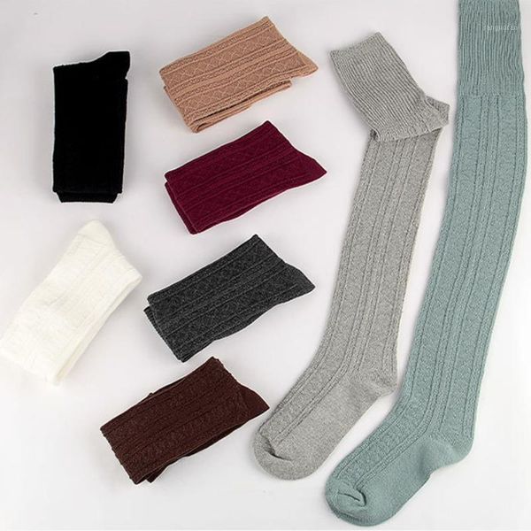 

sports socks women's sport knitting solid color knee-high cotton fashion warm breathable long stockings female 1pc1, Black