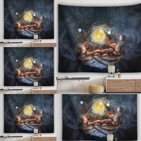 

qtnq белый черный общежитие небесная мандала гобелен 130 * 150см стены висит одеяло луна стена гобелен хиппи настенные ковры солнцем декор п