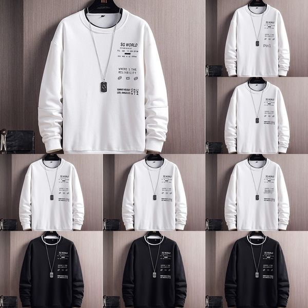

z5zz4 pullover sweater new fashion autumn pulloversweater pullover clothing round neck autumn student long sleeve men's spring and casu, Black