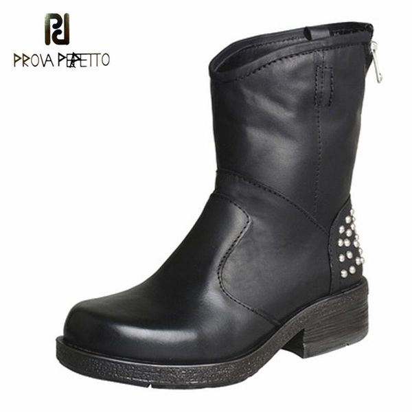 

winter rivet thick-soled motorcycle boots boots british style thick-heeled leather short, Black