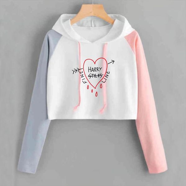 

womens hoodies harry styles fine line cropped hoodie sweatshirt casual long sleeve pullover crop pink streetwear clothing, Black