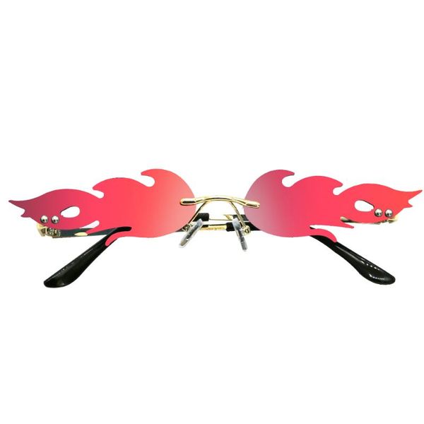 

natuwe&co fire flame sunglasses for women men wave stylish designer sun glasses rimless ins style, White;black