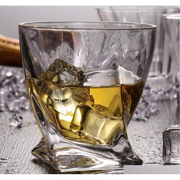 

beautiful twist whisky glasses 120ml drinking beer water wine brandy vodka stylish bottom beautiful decoration price hnqhz