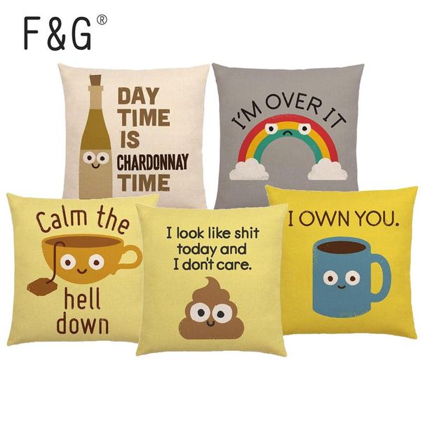 

funny cartoon cushion cover beer bread rainbow reference book color printing car sofa home decoration throw pillow case
