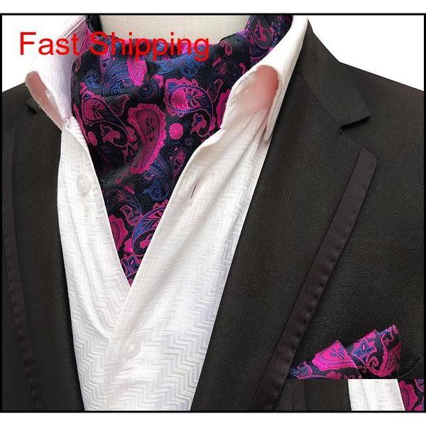 

2pcs men jacquard pocket square groom wedding tuxedo cravat ascot scrunch banquet necktie paisley silk neck tie qylrpw bdehome, Blue;white