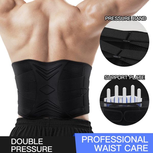 

heat pressure waist spine support belt compression lumbar back protective brace working-out comfortable decoration, Black;gray