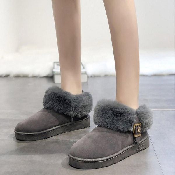 

new women's snow boots warm short fur plush winter ankle boots platform ladies women comfortable black drop