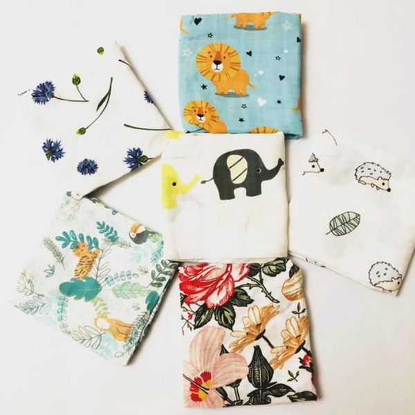 

baby blanket muslin bamboo cotton newborn blankets 60*60cm infant swaddle wrap feeding burp cloths square towel 12 cartoon designs dw6407