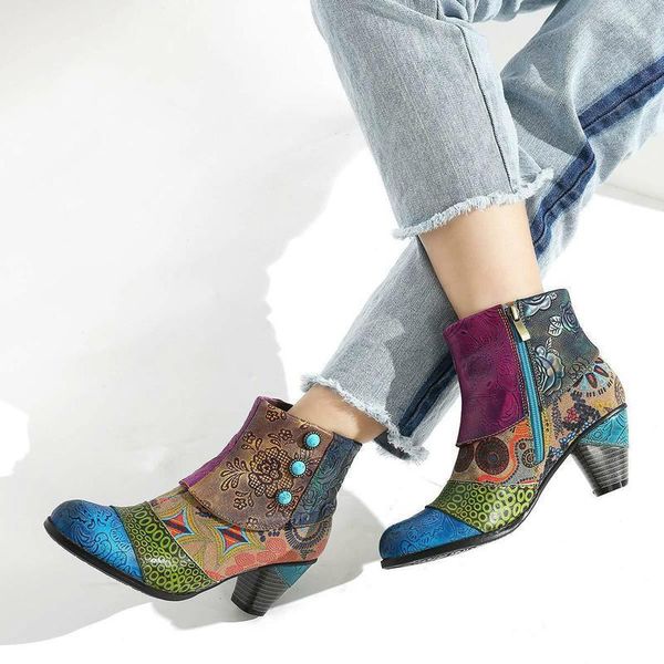 

boots women ankle high heels pumps shoes woman autumn ethic bohemia vintage shoe chaussures femme zapatos mujer sapato d22511, Black