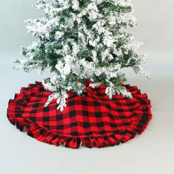 

christmas tree skirt black and red plaid classic tree skirt apron christmas supplies decorations gifts1