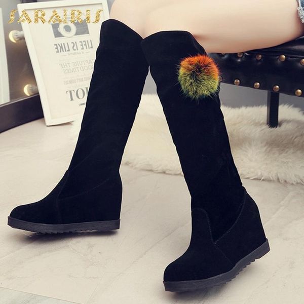 

sarairis new arrivals 2020 platform comfortable shoes woman boots increasing high heels concise autumn knee high boots ladies, Black