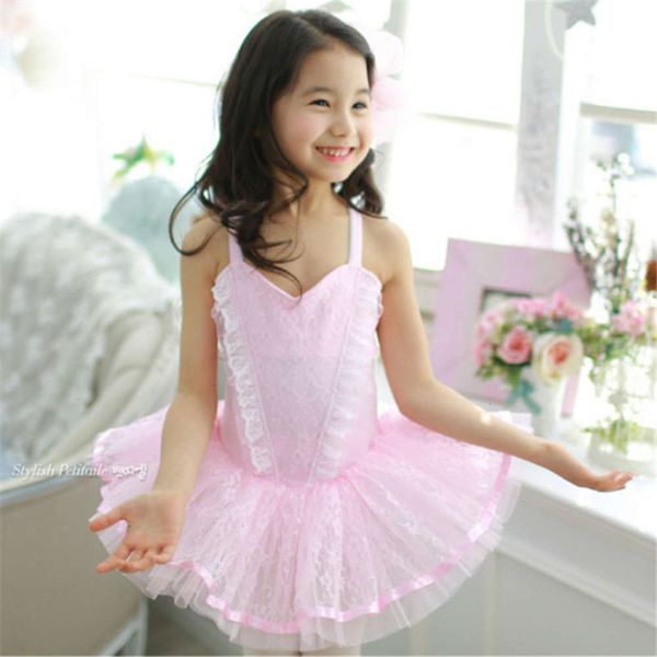 

1 performance lace pink cotton june girl's ballet skirt children's dance practice drs, Blue