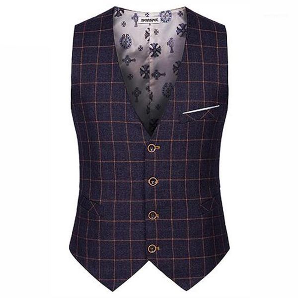 

men's vests male cotton plaid slim dress men's casual sleeveless formal business jacket suit vest men waistcoat coat gilet homme y, Black;white