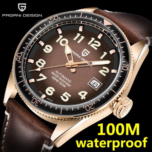 

pagani design new business luxury men automatic watches stainless steel 100m waterproof classic mechanical wristwatch men 2020, Slivery;brown
