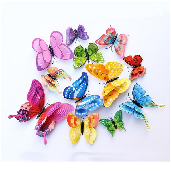 

12шт смешанный цвет двойной слой бабочка 3d наклейка на стену для свадебных украшений магниты бабочек холодильника наклейки ho wmtdvu