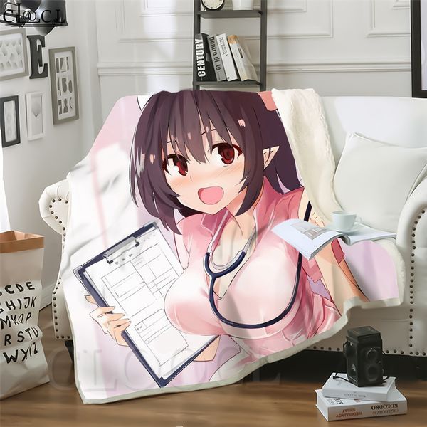 

cloocl new ahegao blushing girl 3d print hiphop style air conditioning blanket sofa teens bedding throw blankets plush quilt