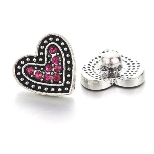 

10pcs lot new heart shape snap jewelry 12mm snap buttons with rhinestone charm button fit snap bracelets bangles for women h bbyxcz
