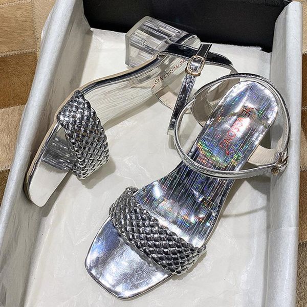 

summer fashion high square heels slides women shining crystal platform sandals woman slip on rhinestone slippers mujer1, Black