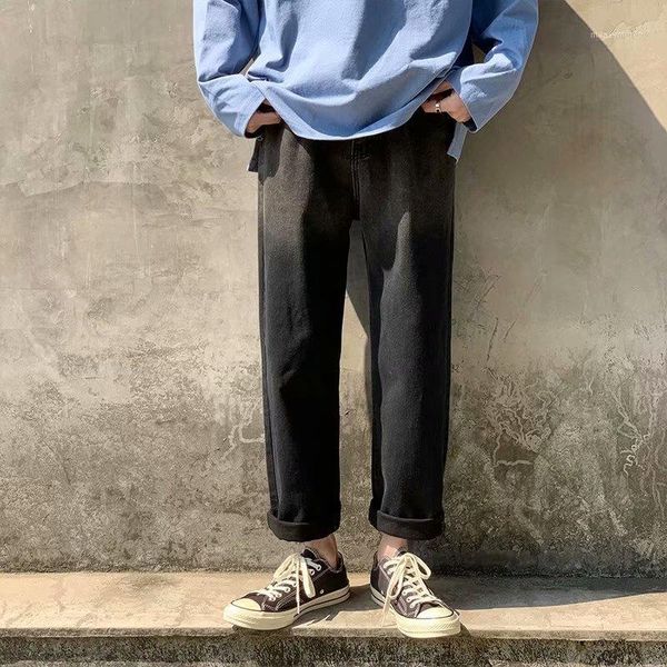 

bxyichen original spring japanese gradient jeans wild wide leg pants straight pants male tide korean version loose long1, Blue