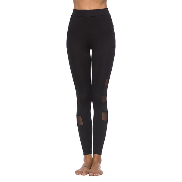 

mesh stitching insert bag tight bottomed yoga pants, Black