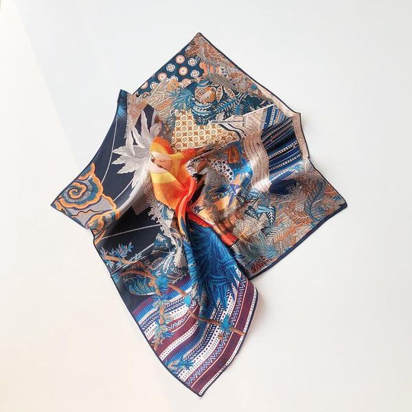 

2020 small square hijab neck scarf women 100% real silk scarves brand shawl bandana female foulard poncho lady wraps, Blue;gray