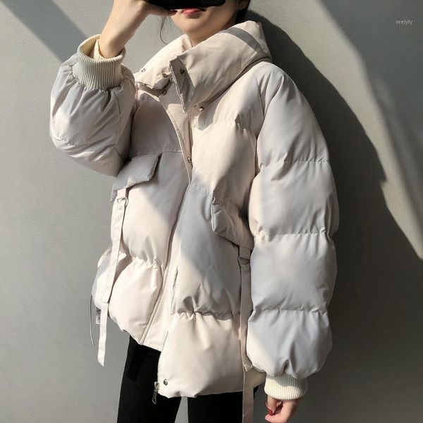 

zoulv winter new 2020 women down jacket coat short casual warmth thick long sleeve loose cotton-padded overcoat jackets1, Black
