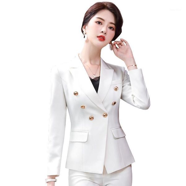 

pant suit women fashion two piece set red white black slim button decoration blazer coat jacket with trouser for office lady1