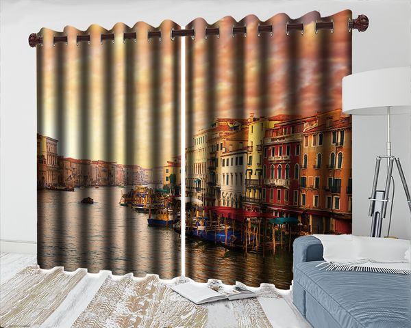 

3d landscape curtain bedroom 3d curtain beautiful european seaside city romantic landscape modern 3d blackout curtains