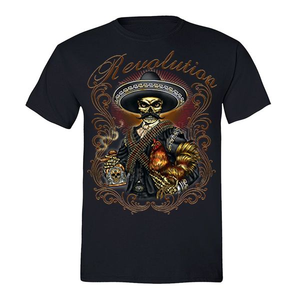 

mens revolution tequila mariachi zapata skull day dead muertos mexican t-shirt custom print tee shirt sport hooded sweatshirt hoodie