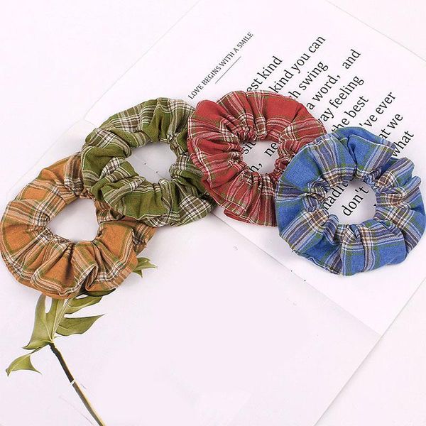 

2019 new korean sweet net plaid elastic hair bands scrunchies women hair rope ties for girls ponytail holder hair accessories h wmtjki, Black;brown