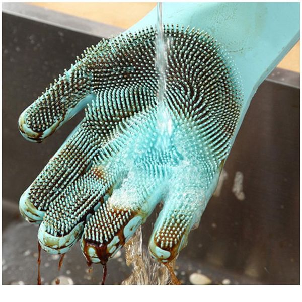 

magic dishwashing sile gloves protect hand dirt clean brushes cleaning tool kitchen accessories wash fruit vegetable wmtvoi