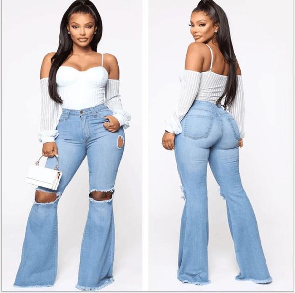 

new jeans with high waist and wide legs, Blue