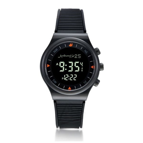 

muslim azan watch for prayer with qibla compass adhan alarm hijri calendar islamic al harameen fajr time wristwatch arabic clock 210203, Slivery;brown