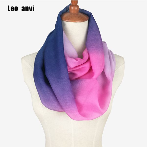 

summer rainbow silk chiffon lady ring loop scarf brand fashion scarf leopard print infinity tube scarves for women femme