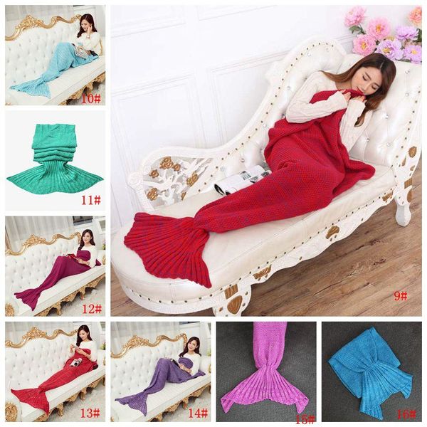 

mermaid tail blanket for kid warm fish tail blankets women sleeping bag bedding winter soft pashmina knitted sofa blanket dbc vt1135