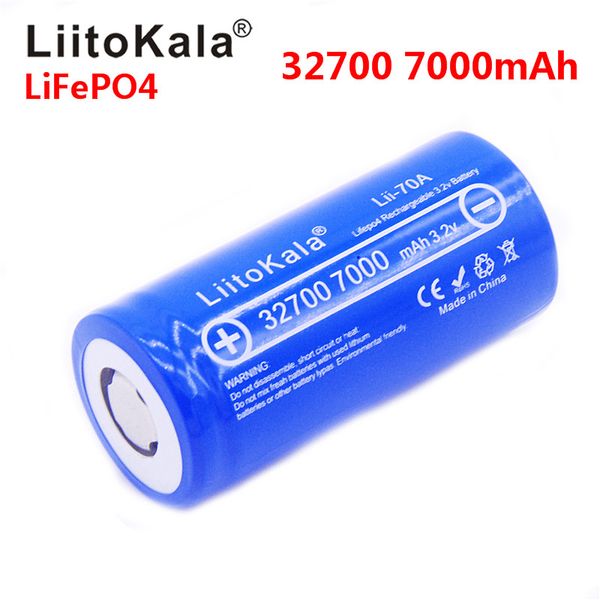 Venta al por mayor LiitoKala 3.2V 32700 7000mAh 6500mAh LiFePO4 Batería 35A Descarga continua Máximo 55A Batería de alta potencia + Níquel