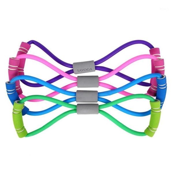 

resistance bands stretch band yoga rope latex rubber arm fitness exercise pilates gym eight character plastic chest band1