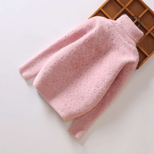 

mink cashmere girls' sweater with high collar and pullover, Blue