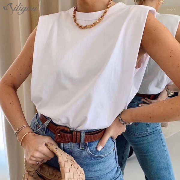 

ailigou 2020 new summer women's white black hundred sleeveless cotton t-shirt vest soft and comfortable casual t-shirt